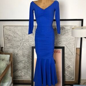 CHIARA BONI Royal Blue Ruched Mermaid Dress Size 4